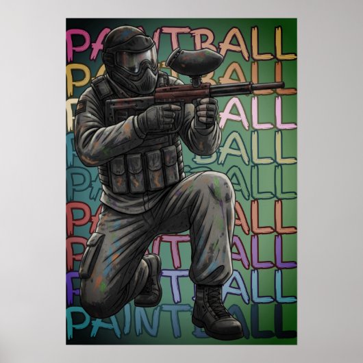 Neon Paintball Warrior  Poster (Voorkant)