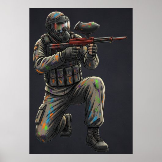 Neon Paintball Warrior  Poster (Voorkant)