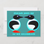 NEON PAIR PENGUINS JUBILEUM ARTIJ INVITATIE KAART (Voorkant)