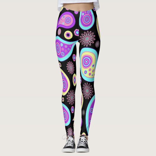Neon Paisley Pattern Leggings (Voorkant)