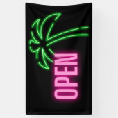 Neon Palm Green & Roze Open Sign Spandoek (Verticaal)