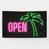 Neon Palm Green & Roze Open Sign Spandoek (Horizontaal)