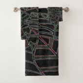 Neon Palm Leaves Pop Art over zwart Bad Handdoek (Insitu)