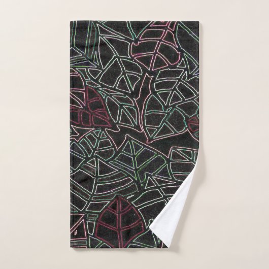 Neon Palm Leaves Pop Art over zwart Bad Handdoek (Handdoek)