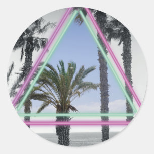Neon palm magneet ronde sticker