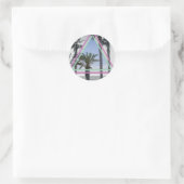 Neon palm magnet ronde sticker (Tas)