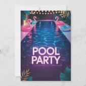 Neon Palm Springs Pool Party Birthday Kaart (Achterkant)