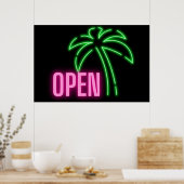 Neon Palm Tree Green & Roze Open Sign Poster (Keuken)