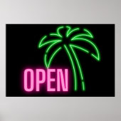 Neon Palm Tree Green & Roze Open Sign Poster (Voorkant)