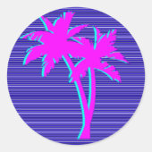 Neon Palm Tree Ronde Sticker (Voorkant)