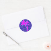 Neon Palm Tree Ronde Sticker (Envelop)