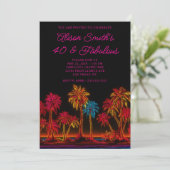 Neon Palm Trees 40 & Fabulous Kaart (Staand voorkant)