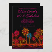 Neon Palm Trees 40 & Fabulous Kaart (Voorkant / Achterkant)
