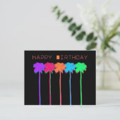 Neon Palm Trees Happy Birthday Briefkaart (Staand voorkant)