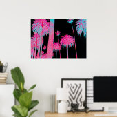 Neon Palm Trees Miami Beach Art deco art print (Thuiskantoor)