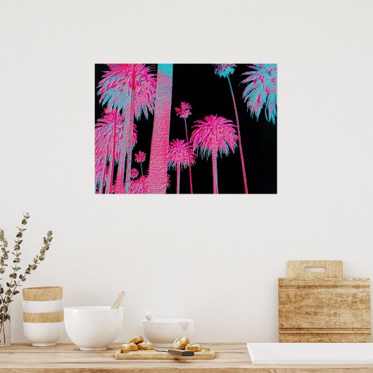 Neon Palm Trees Miami Beach Art deco art print (Keuken)