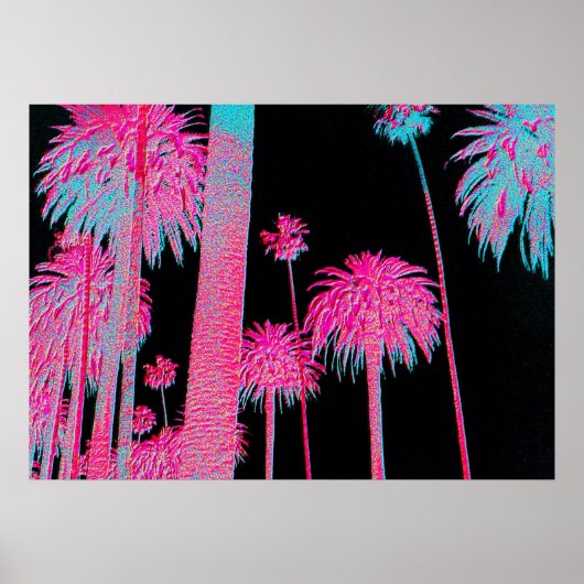 Neon Palm Trees Miami Beach Art deco art print (Voorkant)