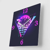 Neon Palm Trees Square Wall klok (Hoek)