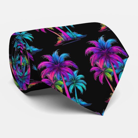 Neon Palm Trees Stropdas (Opgerold)