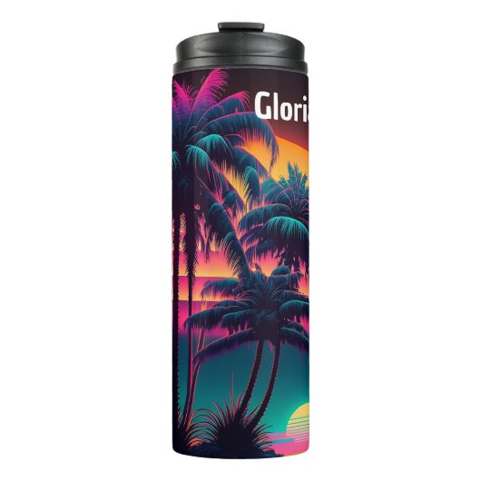 Neon Palm Trees Thermosbeker (Voorkant)