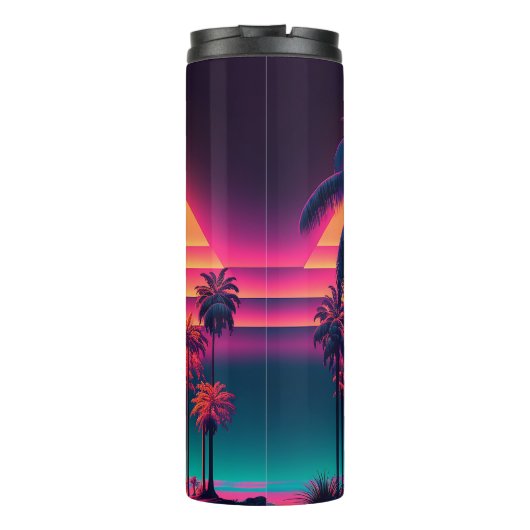 Neon Palm Trees Thermosbeker (Achterkant)