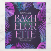 Neon Palm Tropisch Meisjesuitje Feest Wijn Etiket (Enkel label)