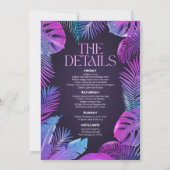 Neon Palm tropische vrijgezellenfeest Kaart (Achterkant)