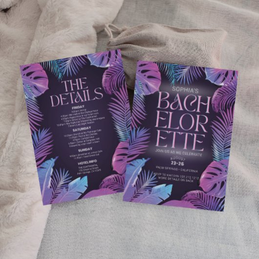 Neon Palm tropische vrijgezellenfeest Kaart