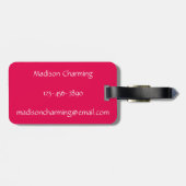 Neon palm tropische zomer helder kleurrijk roze bagagelabel (Achterkant horizontaal)