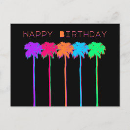 Neon Palmbomen Gelukkige Verjaardag Briefkaart