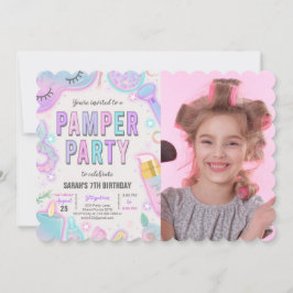 Neon Pamper Spa Party Verjaardagsfoto Kaart