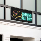 Neon Pancakes heeft de hele dag buitenshuis gedien Spandoek (Buitenkant Gebouw)