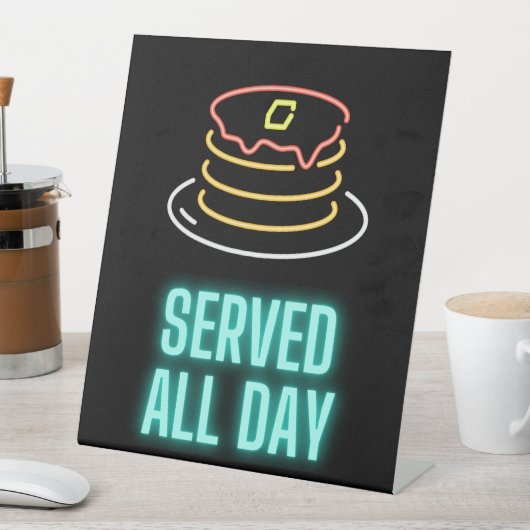 Neon Pancakes heeft de hele dag Reclamebord Met Voetstuk (Insitu)