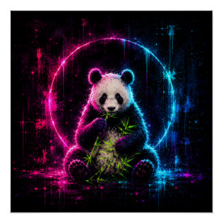 Neon Panda Beer Perfect Poster