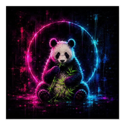 Neon Panda Beer Perfect Poster (Voorkant)