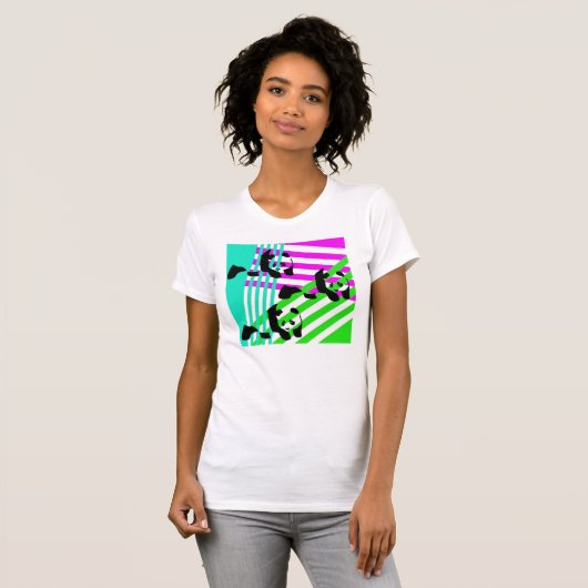 Neon Pandas 80's Retro T-shirt (Voorkant volledig)