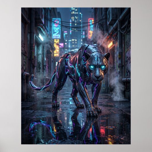 Neon Panter Middernacht Steeg Poster (Voorkant)