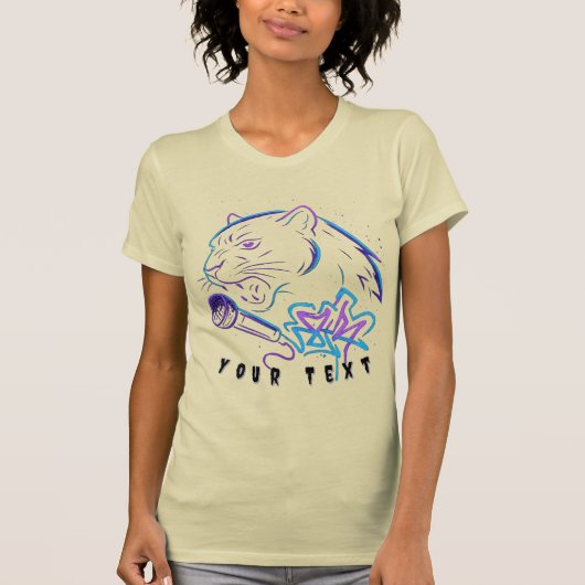 Neon Panther Graffiti Mic Art T-shirt (Voorkant)