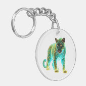 Neon Panther: kosmische gloed en natuurkunst Sleutelhanger (Voorkant Links)