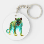 Neon Panther: kosmische gloed en natuurkunst Sleutelhanger (Achterkant)