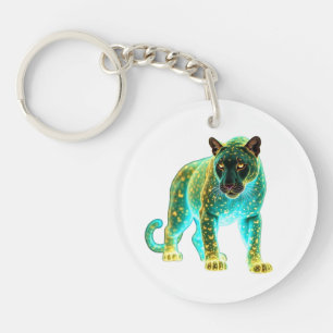 Neon Panther: kosmische gloed en natuurkunst Sleutelhanger