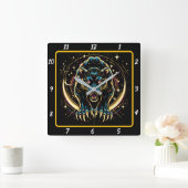 Neon Panther Midnight Glow Timekeeper Vierkante Klok (Huis)
