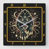 Neon Panther Prowl uurwerk gloed Vierkante Klok (Voorkant)