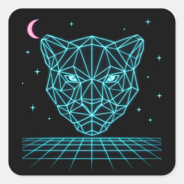 Neon Panther - Synthwave Dark Electric Vierkante Sticker
