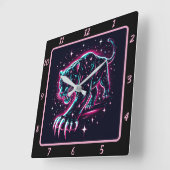 Neon Panther Twilight Glow Timer Vierkante Klok (Hoek)