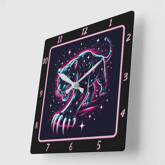 Neon Panther Twilight Glow Timer Vierkante Klok (Hoek)