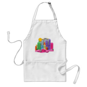Neon Paper Cityscape Cutout Art Standaard Schort