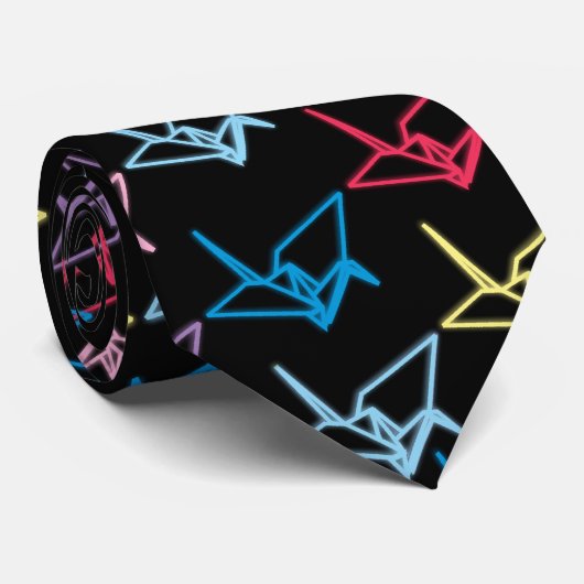 Neon Paper Cranes Stropdas (Opgerold)