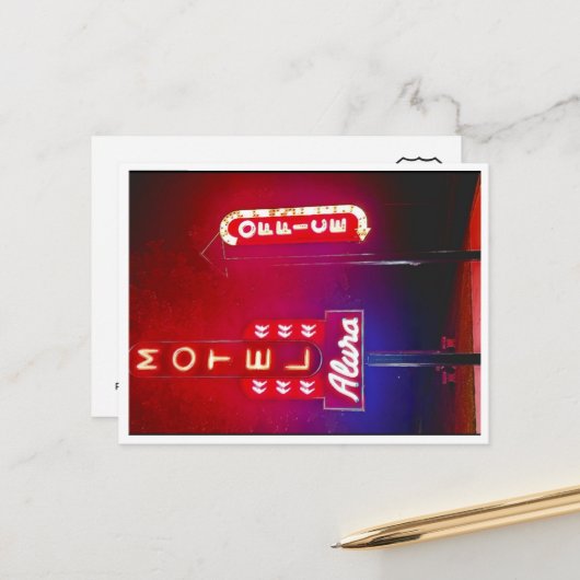 Neon Park RT 66 Motel Feestdagenkaart (Voorkant / Achterkant in situ)