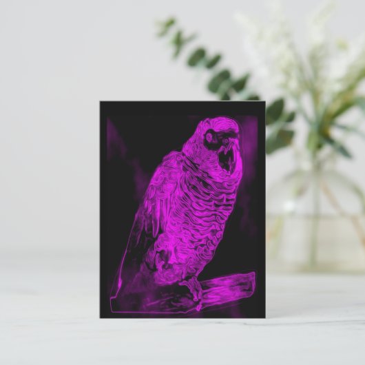 Neon Parrot Briefkaart (Staand voorkant)